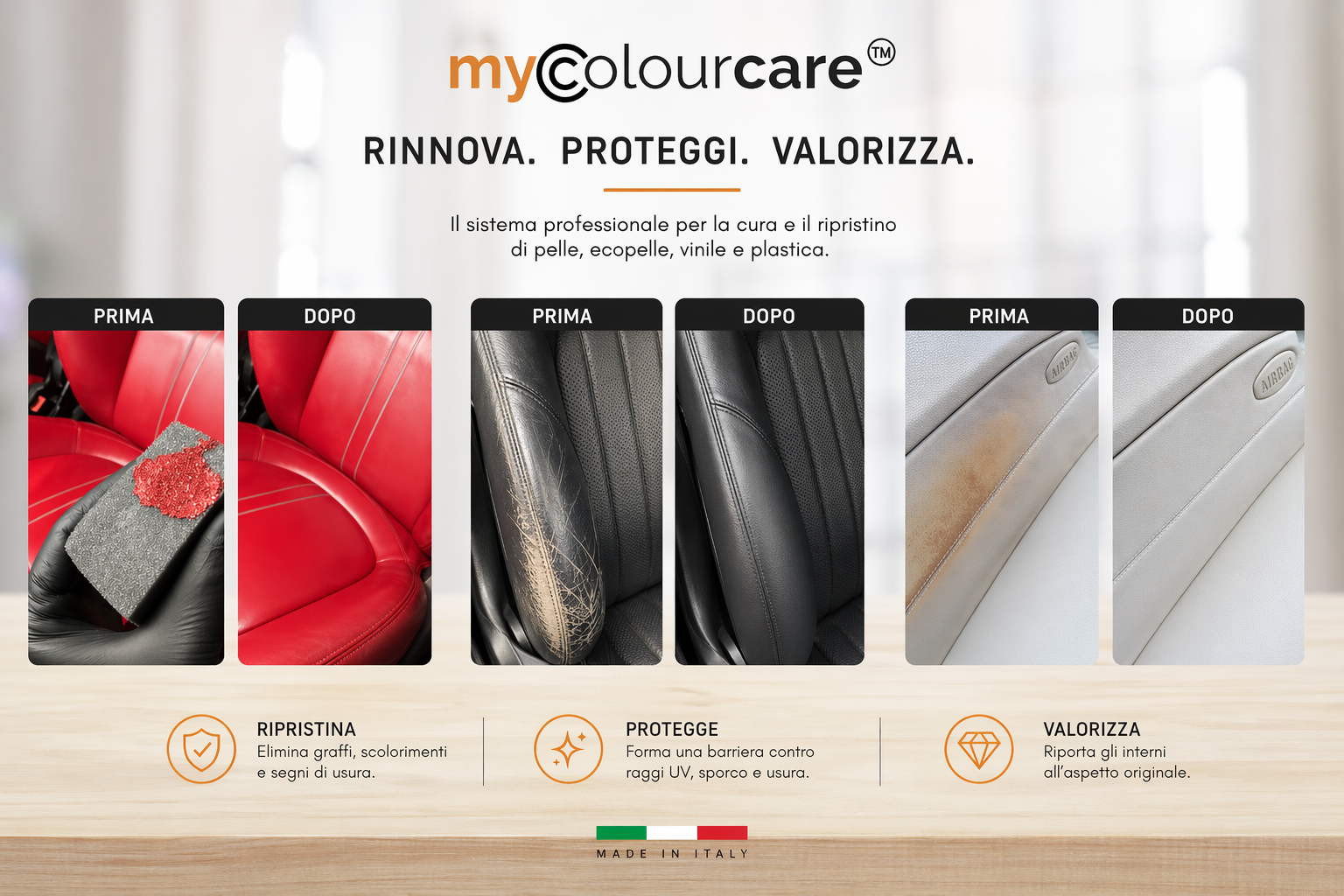 Prima e dopo ripristino pelle Mycolourcare