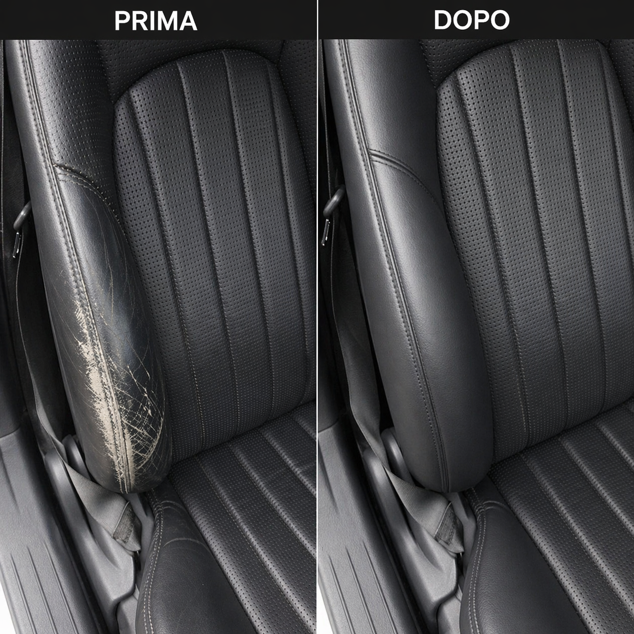Prima e dopo sedile nero